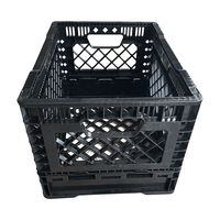 Caisse en plastique pliable de qualité supérieure pour le stockage des bouteilles de lait, empilable, noire, 26 quarts, vente en gros
