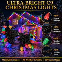 100ft 200ft 300ft C9 LED-Glühbirnen Weihnachtsbaumbeleuchtung 24V Outdoor Wasserdicht IP65 Feiertagsdekoration Intelligente Lichterkette
