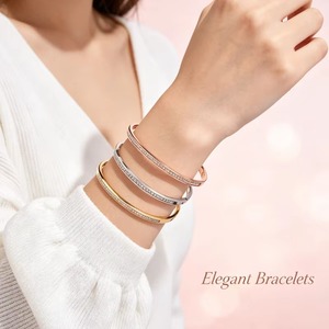 Bijoux minimalistes plaqués or 18 carats/or rose/argent pour un usage quotidien, bracelet jonc en CZ pour femmes - Product Image 1