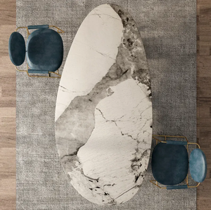Mesa de comedor de losa de roca de 12mm de espesor de estilo moderno con patrón de mármol para el hogar, Hotel, apartamento, Villa, muebles de comedor - Product Image 5