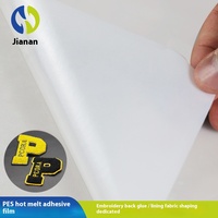 Película adhesiva de bordado de doble cara impermeable de baja temperatura PES, parte trasera de fusión en caliente para ropa, tela de cuero para coser