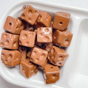 Lo último en accesorios de joyería de cadena de teléfono móvil DIY, cuentas sueltas lacadas de queso acrílico cuadrado, plástico Lucite 14,5mm multicolor - Product Image 5