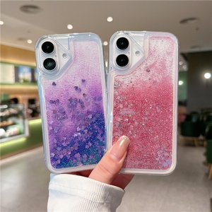 เคสใส่ iPhone 16 15 Pro Max 14 13 12 11 XR XS MAX 6S 6 7 8 Plus SE 2 ลายหัวใจวิบวับแบบเหลว ประดับกลิตเตอร์ - Product Image 1