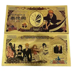 カスタムデザイン高品質日本10000円マネーアニメブリーチトレーディングカード金箔メッキ紙幣