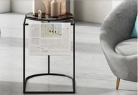Mode moderne en métal côté table basse avec dessus en marbre naturel pour la maison salon meubles d'hôtel