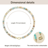 Collier ras du cou perlé en pierres précieuses couleur bonbon pour femme avec fermoir à bascule doré, bijoux de plage