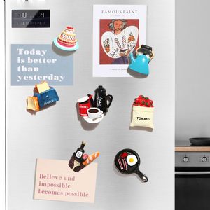 Autocollant magnétique 3D en résine, thème repas de thé de l'après-midi de dessins animés créatifs, format moyen, pour aimants de réfrigérateur de commerce extérieur - Product Image 3