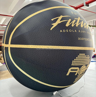 Ornement gonflable géant de basket-ball 3m en taffetas de polyester avec lumières LED et télécommande pour décoration extérieure sur le thème de l'amour