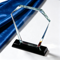 Fabrication professionnelle de trophées en cristal vierges à graver, avec base noire, trophées en verre vierges avec base noire pour gravure