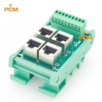 Adaptateur de carte de dérivation PCB 4 ports RJ45 8P8C vers bornier, montage sur rail DIN C45 pour armoire de contrôle d'automatisation industrielle