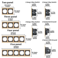 Interruptores y Enchufes de Pared WESA Ultrafinos con Botón Pulsador EU de 1/2/3 Vías con Enchufe USB Tipo C, Combinación Libre, Diseño Moderno de Lujo