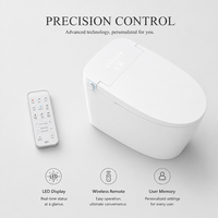 Toilette intelligente allongée à poser au sol, chasse d'eau sans eau, télécommande incluse, désodorisation automatique, design moderne