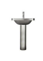Lavabo sur pied en acier inoxydable 304, finition brossée, à poser au sol, avec drain poli, moderne, pour balcon