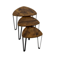 Ensemble de 3 tables basses en métal/bois au design moderne XIYUAN Meubles de salon