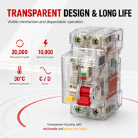 Disjoncteur différentiel transparent DZ47TRLES RCBO 1P+N 2P 3P 3P+N 4P 6A-63A 230V 400V 6kA 15-300mA Courbe C D