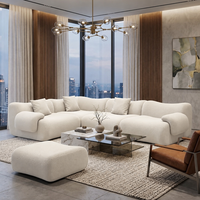 Luxuriöses Modernes Weißes Wolken-Design Konvertierbares Chenille Modulares Ecksofa 2/3-Sitzer Geschwungene Lounge Tiefe Sitzfläche Wohnzimmermöbel