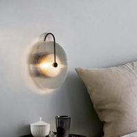 Applique murale LED ronde en verre nordique, luminaire design en fer de luxe pour salon, chambre à coucher, chevet, couloir, maison