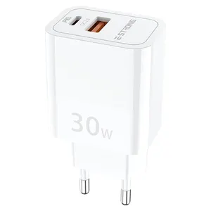 <span class=keywords><strong>Cargador</strong></span> de Pared ESTRONG Super Rápido de <span class=keywords><strong>30W</strong></span> QC3.0 OEM con Puertos Tipo-C y USB Universal para iPhone 17 y <span class=keywords><strong>OPPO</strong></span> - Product Image 1