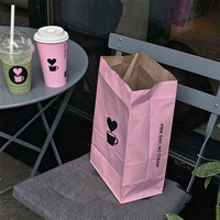 Sacs en papier kraft avec logo personnalisé, sacs à fond carré SOS, sacs à emporter recyclables, emballages alimentaires jetables sans poignée