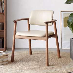 Cadeira de Jantar Moderna de Luxo em Madeira Maciça Estilo Medieval com Apoio de Braço e Assento Macio para Casa, Sala de Estar e Escritório Casual - Product Image 2