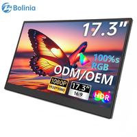 Monitor Gaming Portabel 17,3 Inci 144Hz 1080P IPS USB-C Layar Lebar Eksternal Layar Kedua untuk Laptop