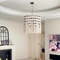Lustre Nordique Bohème à Pompons, Lampe Suspendue Double Usage en Fil de Coton, Idéal Salon et Chambre