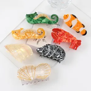 Ocean Series Large Grab Clip Clownfish cavalluccio marino Shell gamberi Animal Shark Clip accessori per capelli Clip per capelli