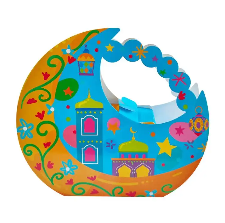 صندوق الهدايا المباركة على شكل قمر عيد المبارك صناديق الحلوى في الأعياد الإسلامية صندوق هدايا الشوكولاتة في شهر رمضان زينة