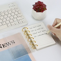 Classeur en acrylique A7 avec clip de plan transparent à 6 anneaux, anneau en métal carrelé de style moderne