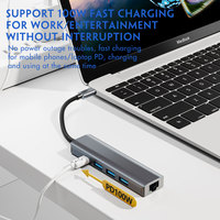 Adaptador multipuerto 5 en 1 USB C Hub con puertos HDMI 3 USB3.0 PD100W para productos de portátiles MacBook en stock