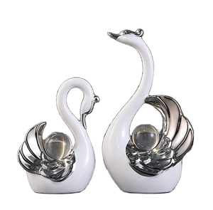 Decoración de Cisne Blanco y Negro de Cerámica Art <span class=keywords><strong>Deco</strong></span> para el Hogar, Ideal para Regalos, Sala de Estar - Product Image 1