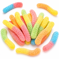 Groothandel Worm Gummy Candy Bedekte Zure Zoete Fruit Smaak Halal Fabriek Aangepaste OEM Private Label TIK TOK Bulk