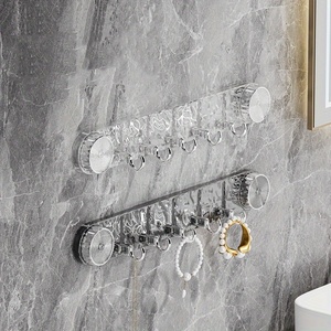 Home Storage <b>Suction</b> Cup Row with 5 <b>Hooks</b> No Marking No Punching Strong Load-bearing Bathroom Kitchen <b>Suction</b> Cup <b>Hooks</b> - Product Image 5