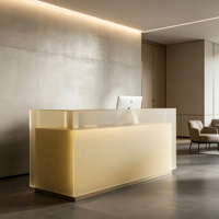 Table de bar en acrylique givré personnalisée avec éclairage LED rétroéclairé, design moderne, plateau en pierre, multifonctionnelle pour hôtel, bureau, salon