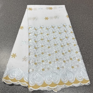 Tissu brodé africain en dentelle Aso Ebi 100 % coton écologique Toplace pour femmes, 5 yards, prêt à expédier, pour robe de mariée - Product Image 4