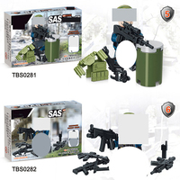 Mini-ensemble de jeu militaire avec figurines de soldats, équipement SWAT, armes, véhicules, moto et blocs de construction
