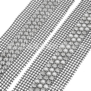 5mm <b>Square</b> Mesh Rhinestones With Three Rows Pointed Bottoms For DIY Clothing Hair Accessories Decorative Trimmings - Product Image 4