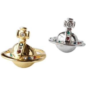 Anillo de piedra natural de alta calidad estilo Western Queen Mother Vivienne, diseño punk de nicho para mujer - Product Image 5