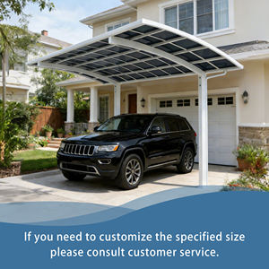 Abri de voiture <span class=keywords><strong>en</strong></span> aluminium avec <span class=keywords><strong>toit</strong></span> <span class=keywords><strong>en</strong></span> polycarbonate, cadre thermolaqué, imperméable et pare-soleil - Product Image 4