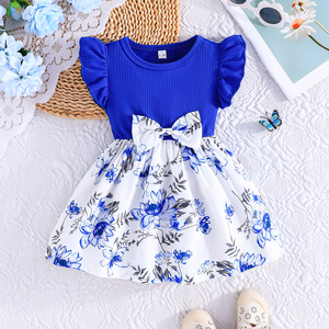 Vestidos de Verano con Flores para Niñas Pequeñas, Ropa Infantil con Volantes, Mangas Cortas, Estilo Dulce para Uso Diario - Product Image 1