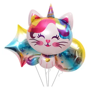Balões de arco-íris com desenhos, balões para decoração de festas, formato de unicórnio, de arco-íris