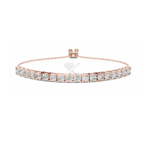 Bracelet Bolo Rond Ajustable avec Diamants de Laboratoire en Or Jaune, Demi-Bracelet Tennis Minimaliste pour Mariage - Product Image 5