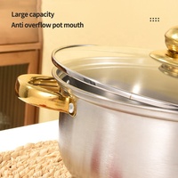 Ensemble de 10 ustensiles de cuisine durables personnalisés avec couvercles en verre, antiadhésifs, en acier inoxydable, pour la cuisson à induction, casseroles à soupe pour la maison