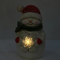 Figurine de bonhomme de neige de Noël avec lumière LED, décoration de bonhomme de neige en oxyde de magnésium, ornement de table, décoration de fête de Noël à la maison