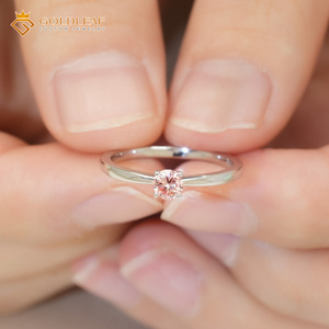 Bague de fiançailles vintage unisexe en platine PT950 Goldleafgem avec moissanite rose taille ronde 1, 2 ou 3 carats, sertie à griffes, pour usage quotidien - Product Image 3