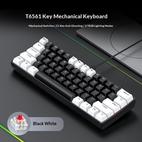 Clavier de jeu mécanique filaire T-WOLF T65 pour PC avec interface USB rétroéclairé 61 touches disposition arabe