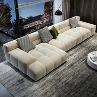 Sofá Modular Italiano con Tapicería de Tela Escarchada, Esponja de Alta Resiliencia, Estructura de Madera Maciza, Personalizable para Salas de Estar