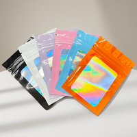 Sachet en plastique coloré refermable avec fenêtre, anti-odeur, réutilisable, 6x10cm, pour l'emballage et la présentation de petits articles de vente au détail