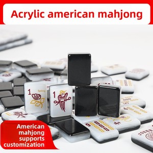 Jeu de tuiles de <span class=keywords><strong>Mahjong</strong></span> <span class=keywords><strong>et</strong></span> de Poker américains en acrylique <span class=keywords><strong>noir</strong></span> <span class=keywords><strong>et</strong></span> <span class=keywords><strong>blanc</strong></span>, poli à la main, quatre couches, couleurs assorties, pour la maison <span class=keywords><strong>et</strong></span> les voyages - Product Image 3