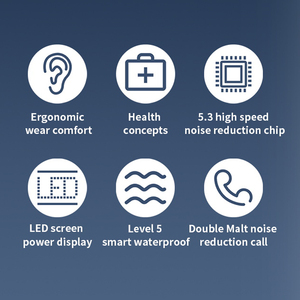 หูฟังเอียร์บัดไร้สาย TWS,หูฟัง Apt Adaptive AAC ชุดหูฟังจอ LED ระบบสัมผัสหูฟังครอบลดเสียงรบกวน - Product Image 6